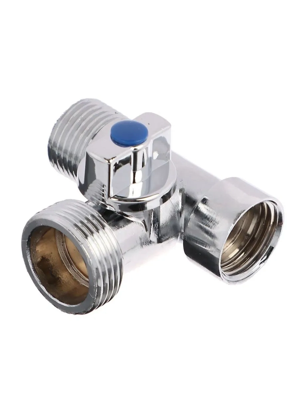 Кран шаровой угловой трехпроходной FRESSO, 1/2"х3/4"х1/2", ВР-НР-НР, хром