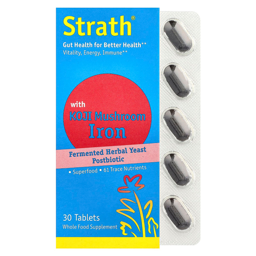 Bio-Strath, Постбиотик из ферментированных травяных дрожжей, с железом из грибов кодзи, 30 таблеток