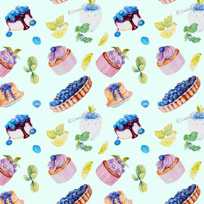 Черничные сладости на мятном фоне