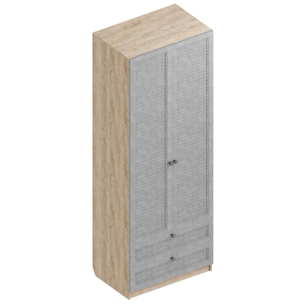 Шкаф двухстворчатый с двумя ящиками "Филадельфия" ДФ-02 (дуб баррик/жалюзи серый), Велес