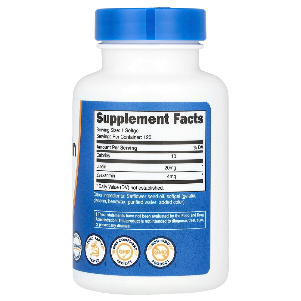 Nutricost, Зеаксантин с лютеином, 120 мягких таблеток