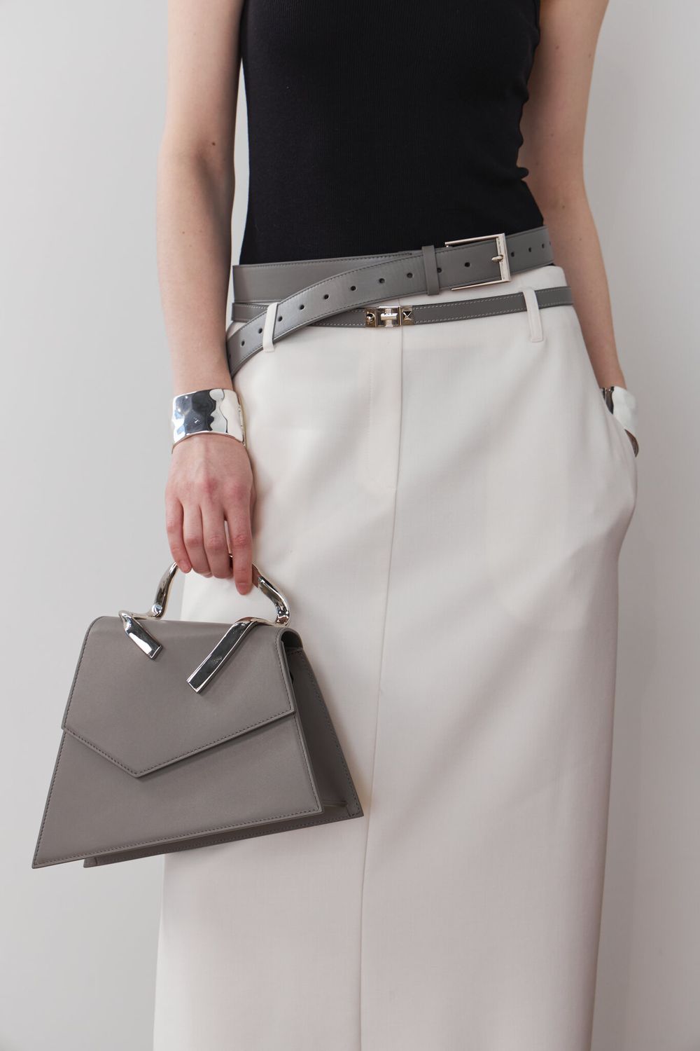 ТОНКИЙ РЕМЕНЬ С ЗАМОЧКОМ GREY|NUDE