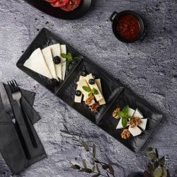 Блюдо прямоугольное 40*13 см h2,8 см с бортами Side Up2 и делениями   P.L. [1]