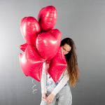 Шар (19''/48 см) Сердце, Viva Magenta, Сатин, 1 шт.