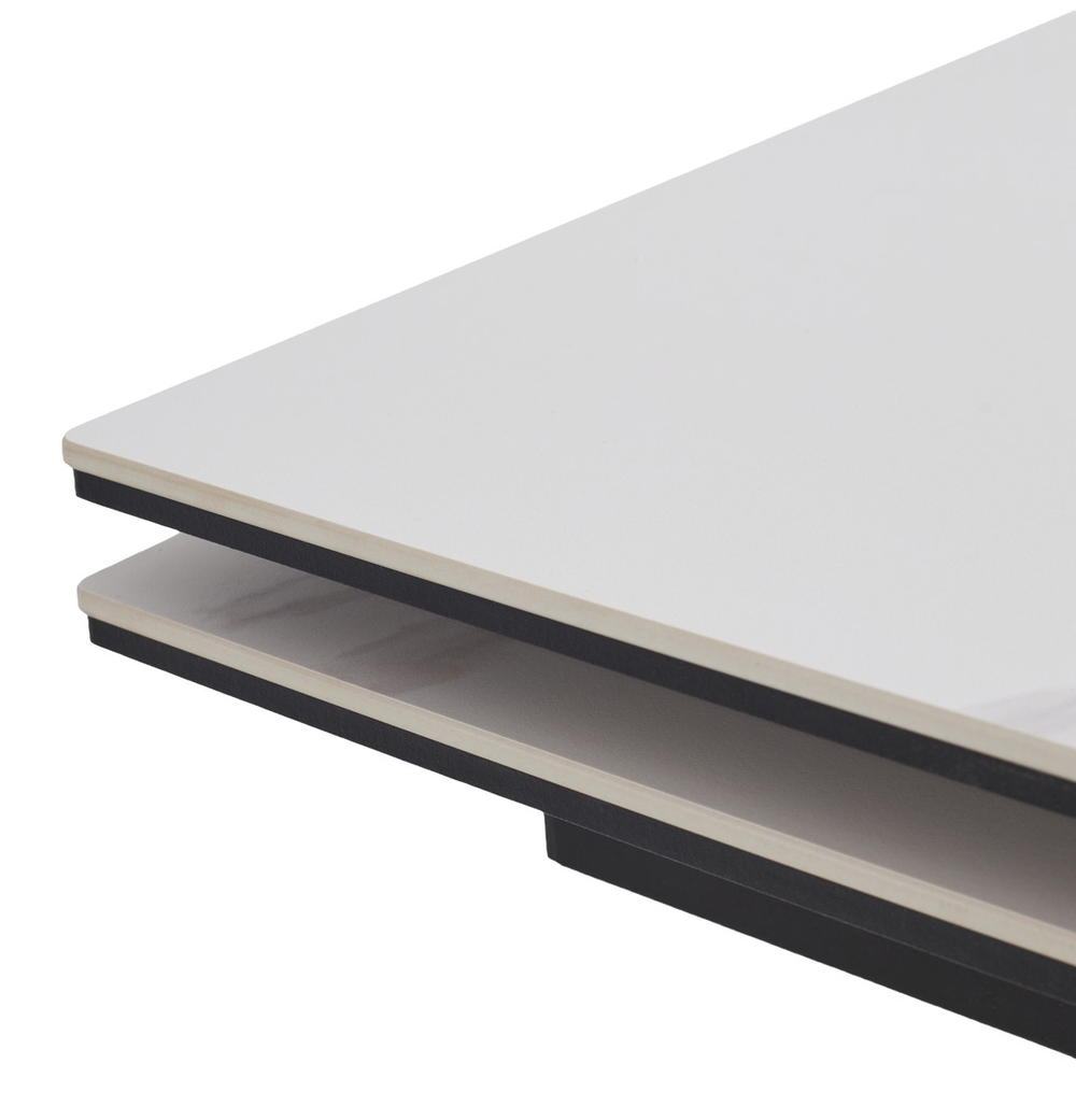 Стол М-City DISAUR Нео-2 115 Matte Белый мрамор, керамика, Черный каркас