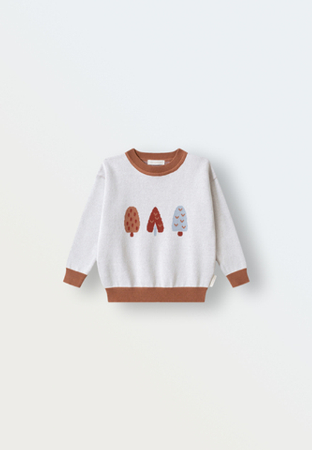 Джемпер вязаный oversize деревья