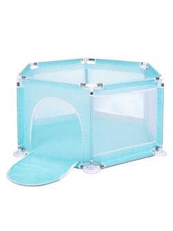 Манеж детский шестигранный (113*130*65) цвет бирюзовый (М8-4)