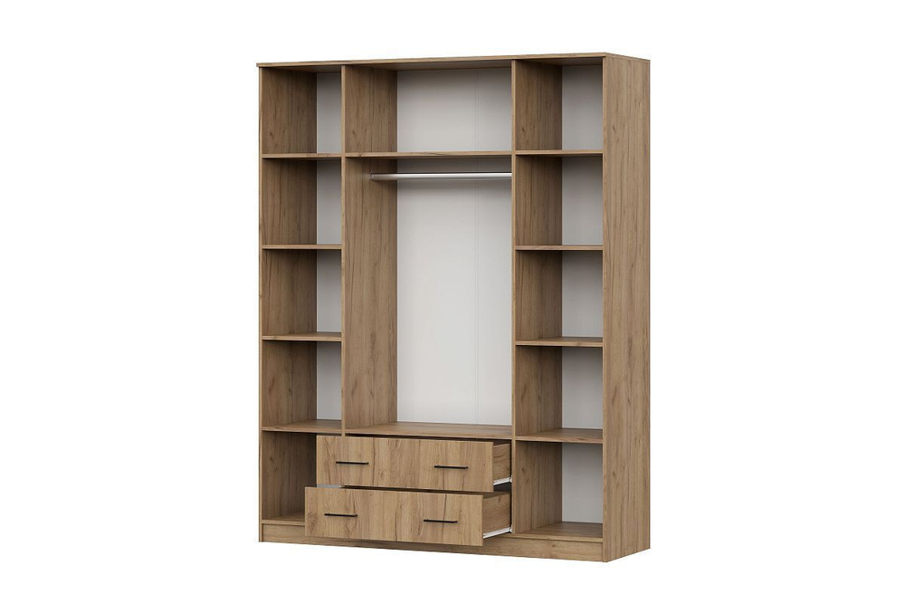 Шкаф для одежды распашной с полками Дуб Золотой, 80х51х210 см Лофт SV-Мебель