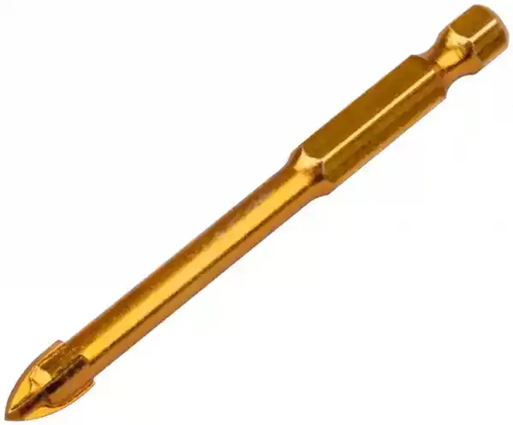 Сверло по кафелю, 4 режущие кромки, титановое покрытие, U-хвостовик