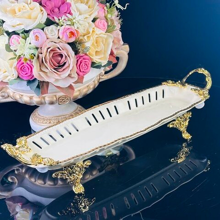 Lenardi 205-877 Блюдо 43см на ножках с ручками в под.уп.(х8)Фарфор