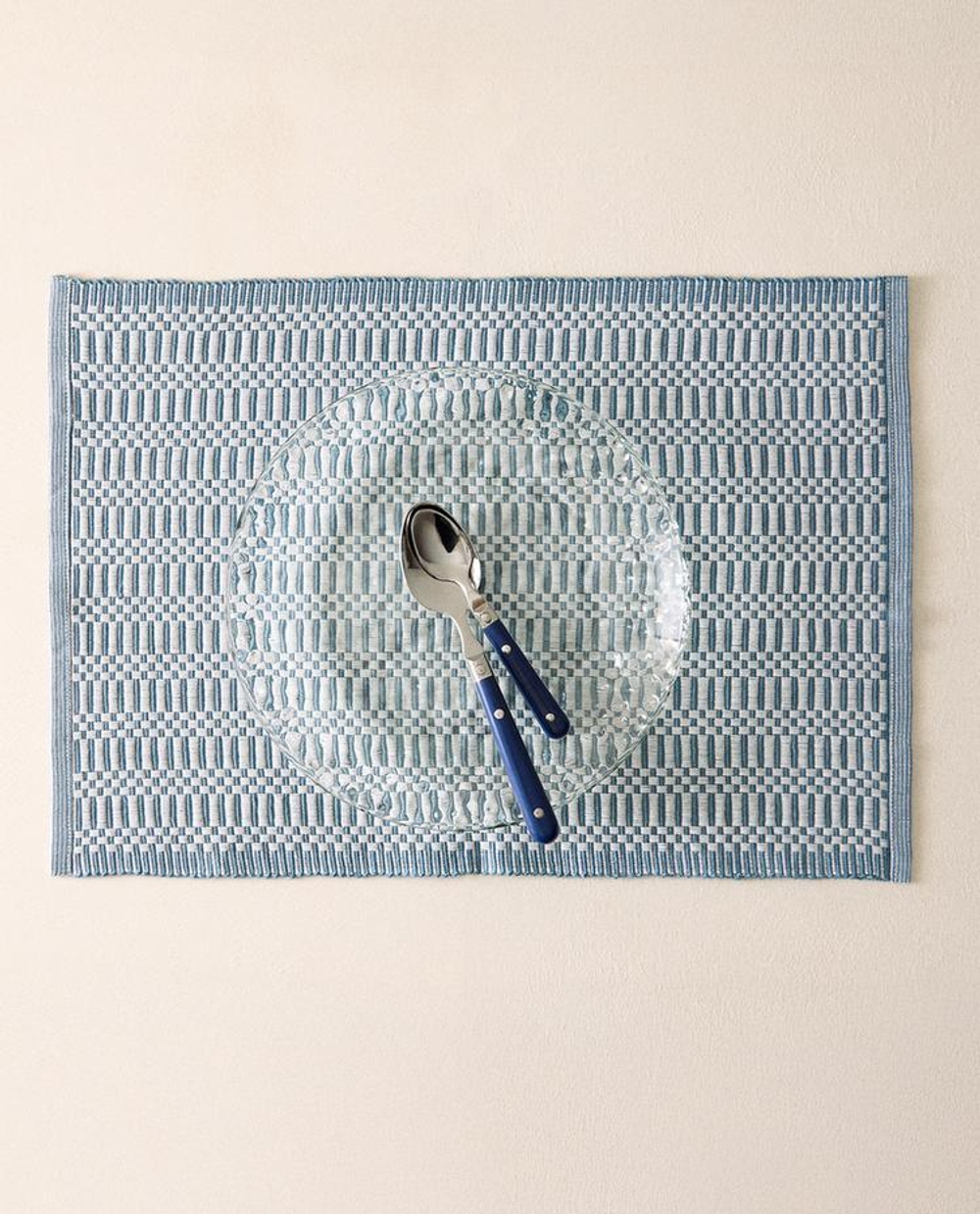 ZARA HOME САЛФЕТКА ПОД СТОЛОВЫЕ ПРИБОРЫ С ГЕОМЕТРИЧЕСКИМ УЗОРОМ (НАБОР ИЗ 2 ШТ.), СИНИЙ