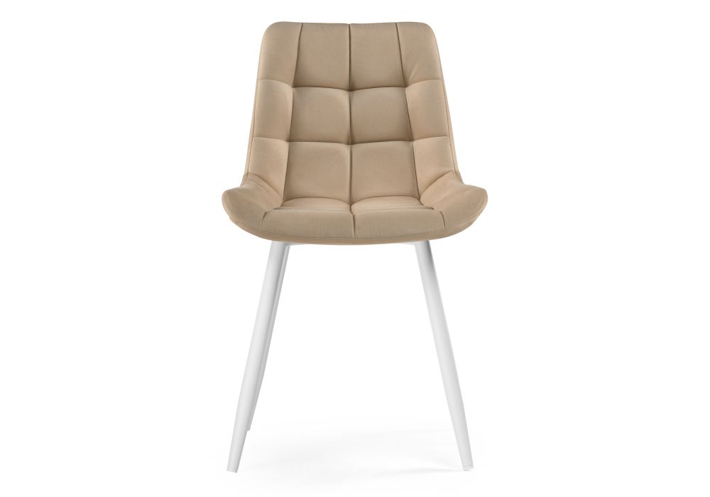 Стул на металлокаркасе Челси велюр бежевый / белый