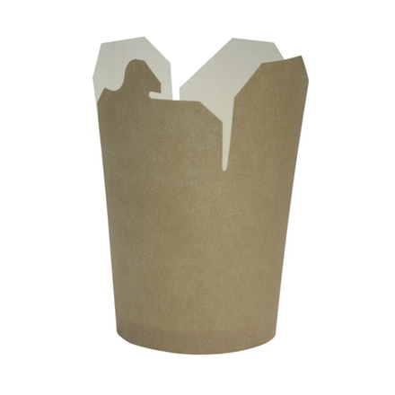 Контейнер бумажный Wok 700 мл 102х87х99 мм, белый/ крафт, круглое дно