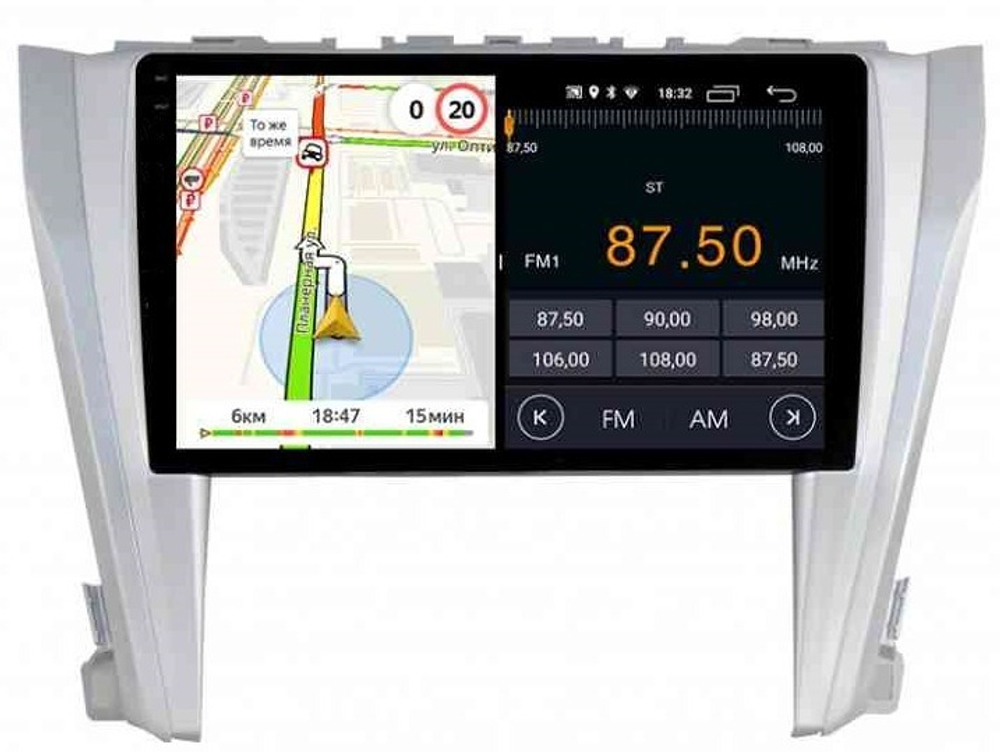 Магнитола для Toyota Camry 55 2014-2018 (рамка серебро) - Parafar PF466RN2K на Android 13, QLED+2K, ТОП процессор, 4Гб+32Гб, CarPlay, 4G SIM-слот