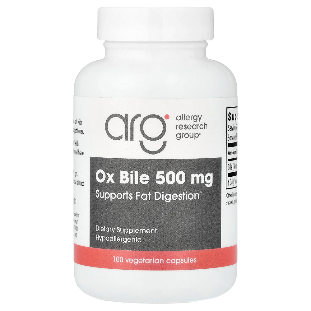 Allergy Research Group, быковая желчь, 500 мг, 100 вегетарианских капсул