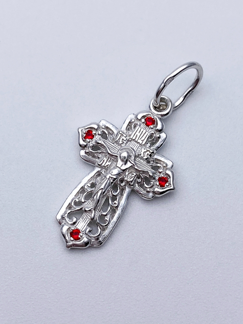 Крест из серебра/С подвижным ухом/С камнями