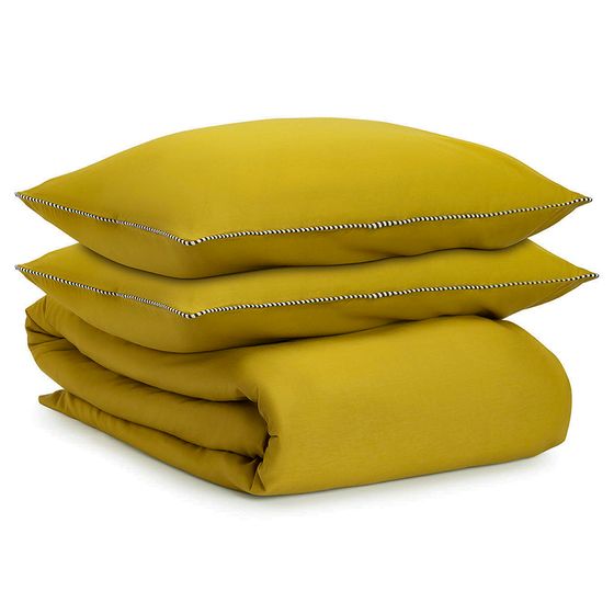 Комплект постельного белья оливкового цвета с контрастным кантом Essential, 150х200 см