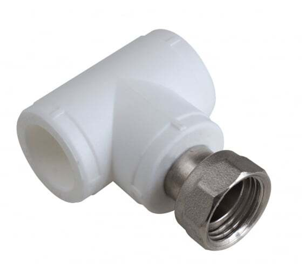 Тройник с нак.гайкой 20*3/4" белый мет.штуцер