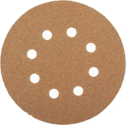D-125; P120; 100 шт. GOLD, 8 отверстий. Шлифовальные круги 125мм на липучке, SUNMIGHT: 125 мм; P120; 100 шт.
