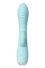 Вибратор с клиторальным стимулятором и язычком Milo мятный 20 см