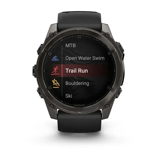 Мультиспортивные GPS часы Garmin Fenix 8X (51 mm) AMOLED, Sapphire Carbon Gray DLC Titanium with Black/Pebble Gray Silicone 010-02905-21