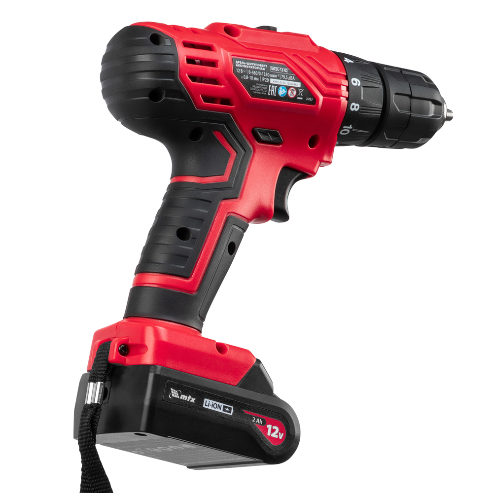 Дрель-шуруповерт аккумуляторная MCDL-12-02, Li-Ion, 12 В, 2 акк. MTX