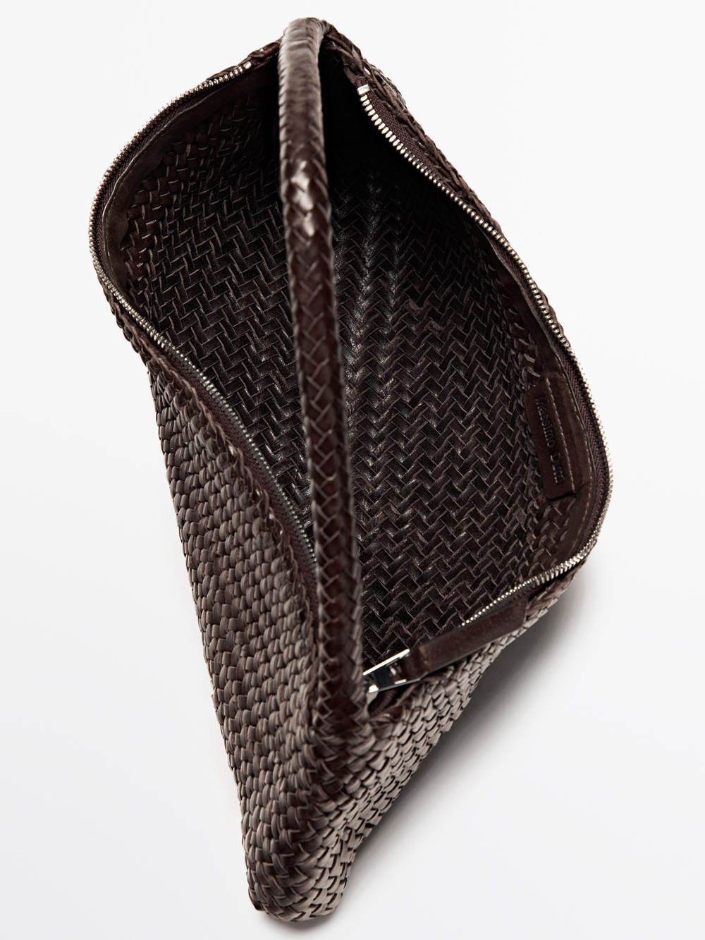 Massimo Dutti Сумка-круассан из плетеной кожи наппа, коричневый