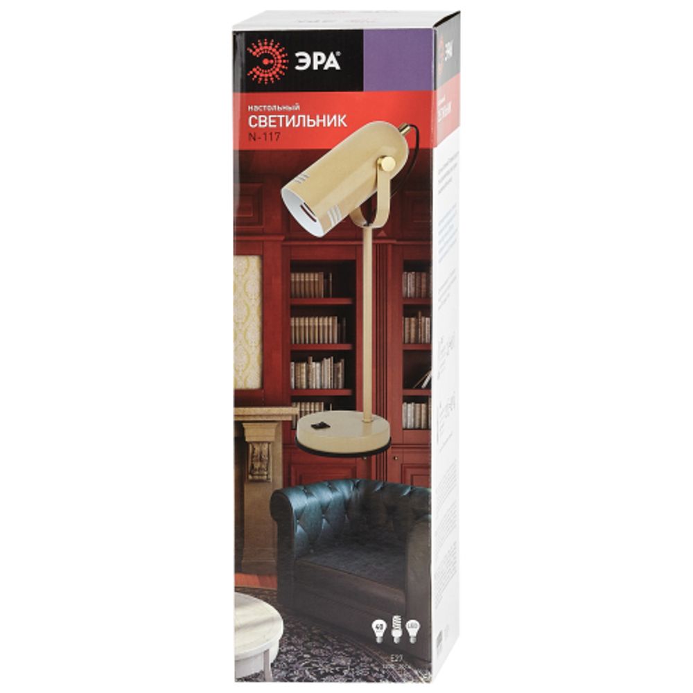 Настольный светильник ЭРА N-117-Е27-40W-BG бежевый | Настольные светильники под лампу