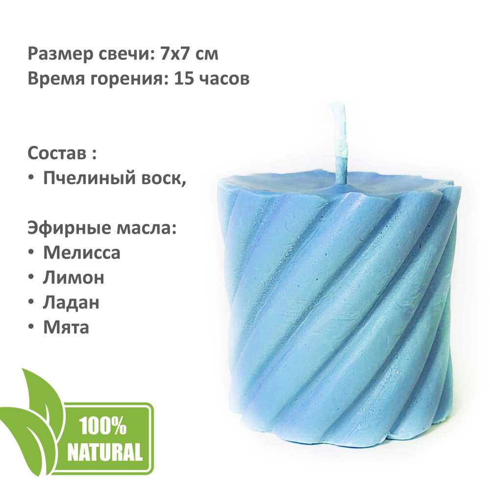 Свеча чакровая, ВИШУДХА - 7х7 см