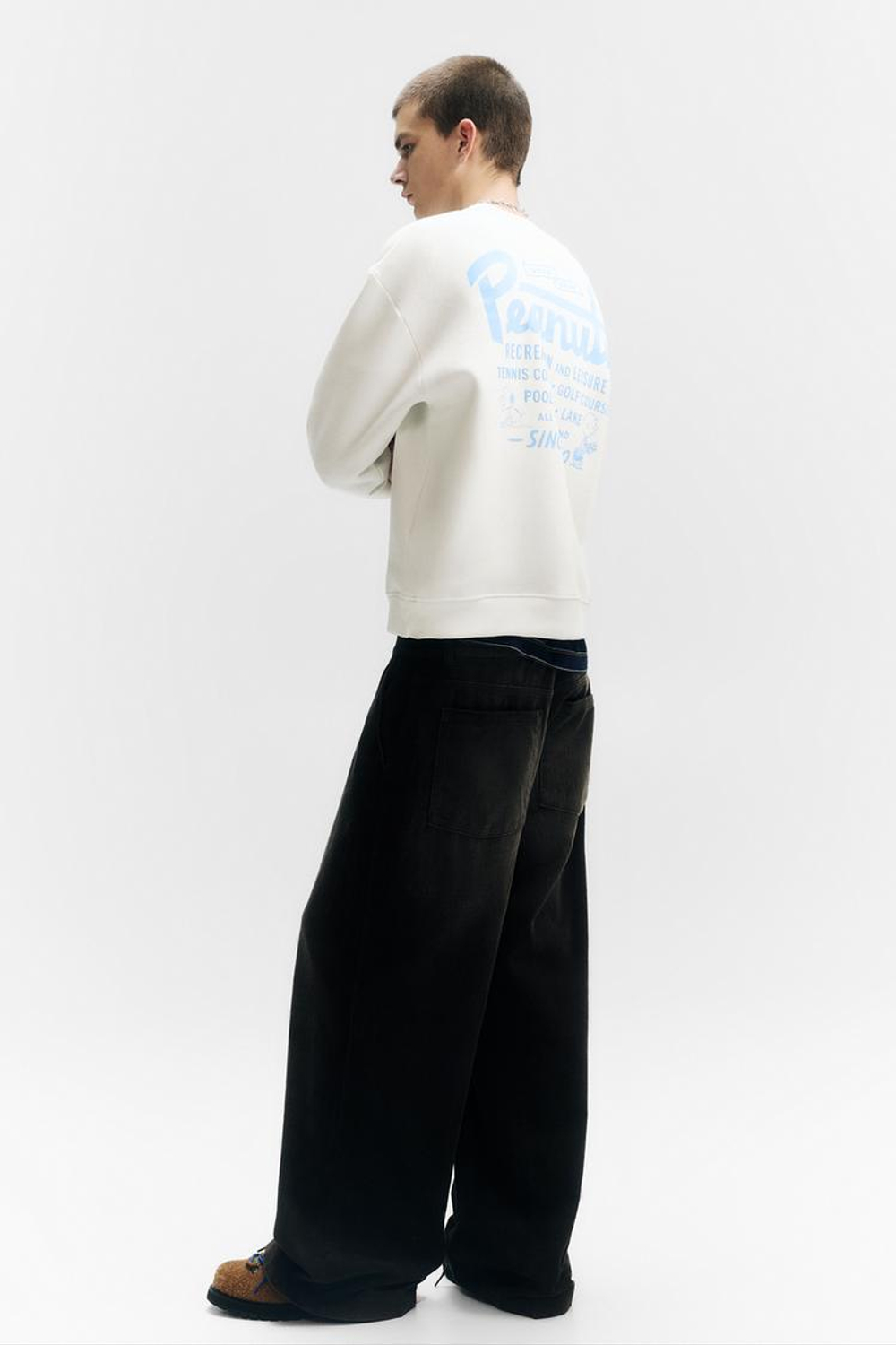 PULL&BEAR Толстовка с надписью "Peanuts", белый