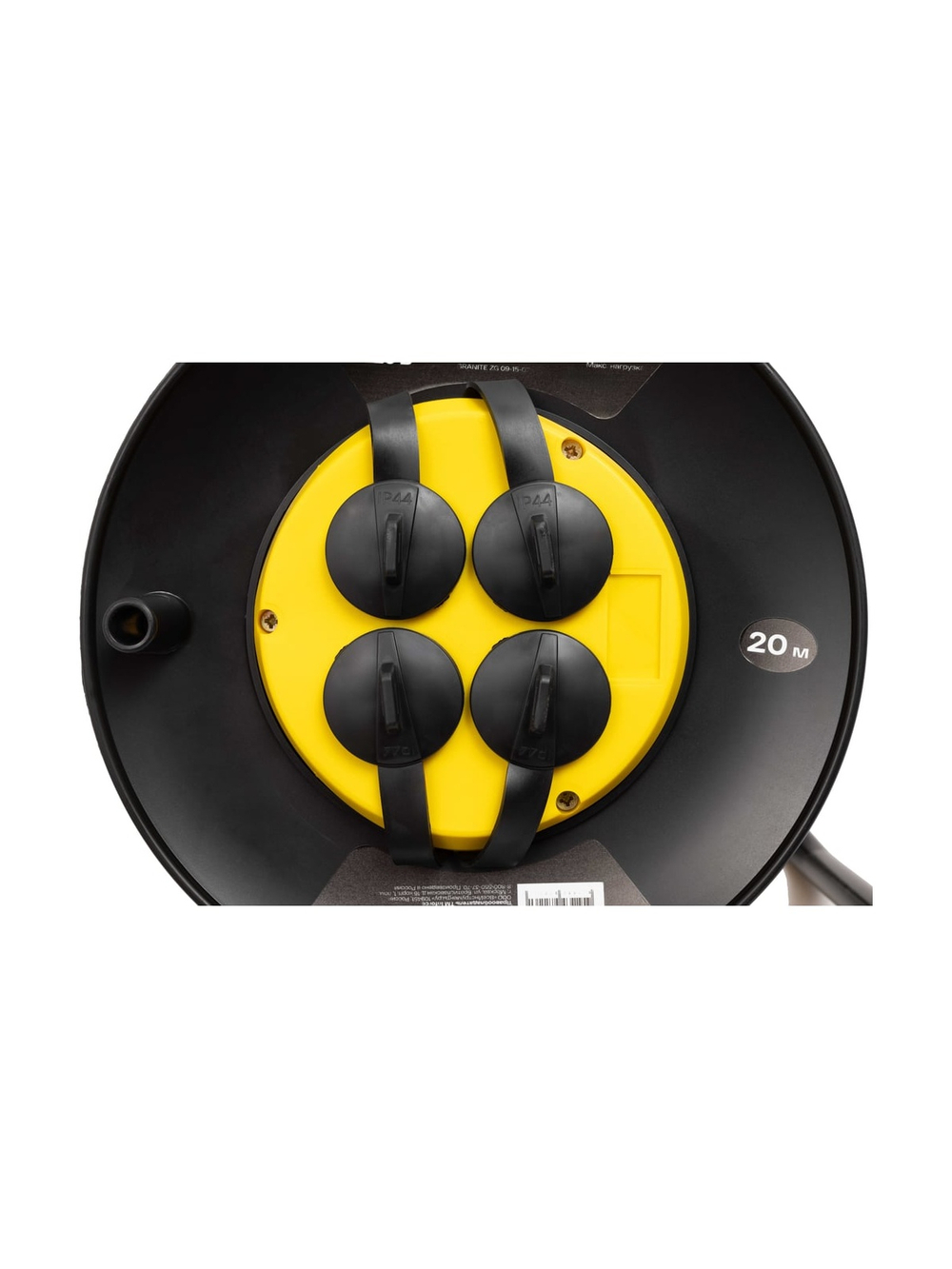 Силовой удлинитель Inforce на катушке, 4 гнезда, с/з ПВС 3х1,5 16A 20м IP44 GRANITE ZG 09-15-07