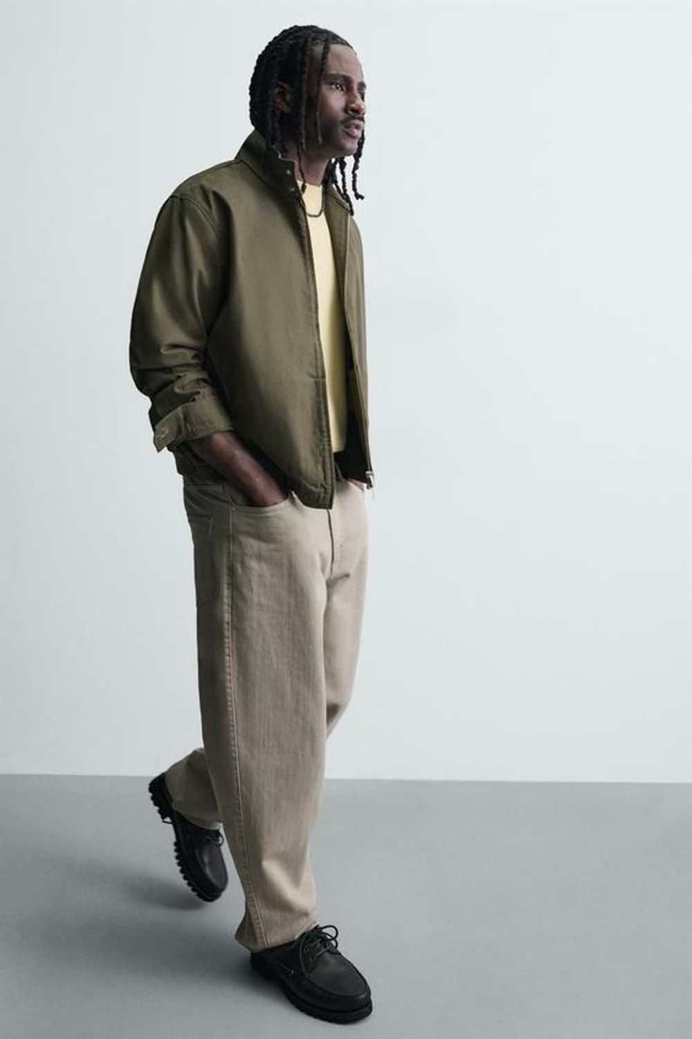 ZARA БРЮКИ RELAXED FIT С ПЕРЕКРЕСТНОЙ ЗАСТЕЖКОЙ, СВЕТЛО-СЕРЫЙ