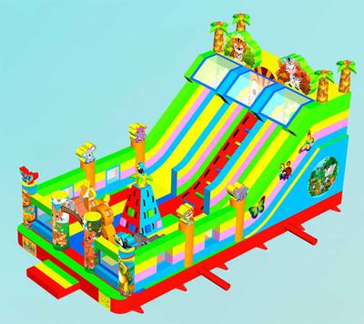 Коммерческий надувной батут «Звериная команда 2», 9х5х5 м