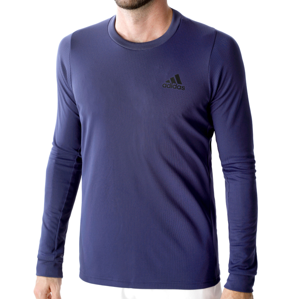 Мужское теннисное поло adidas Heat Ready Long Sleeve Men - Dark Blue, Black