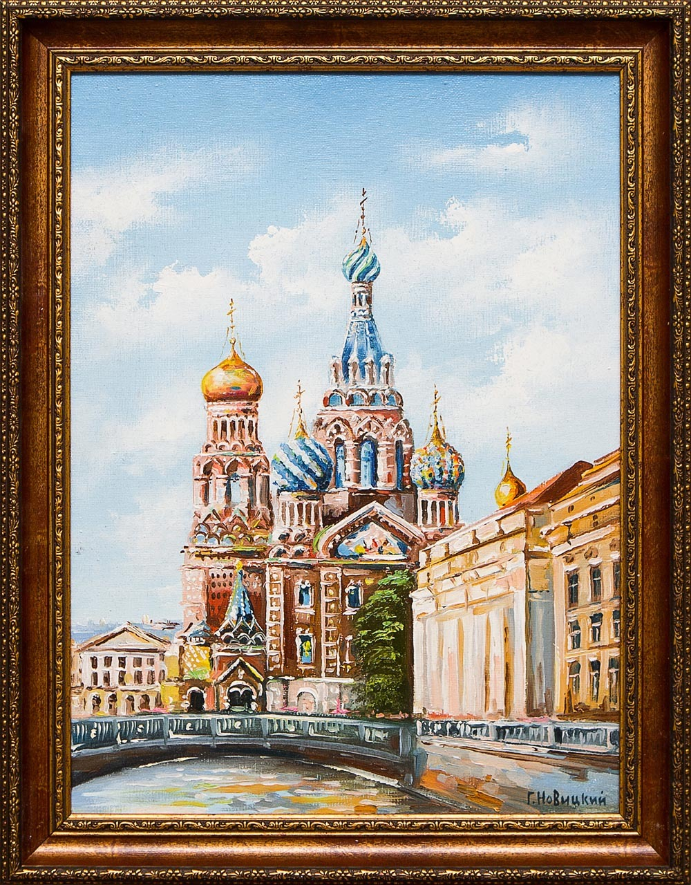 Картина маслом "Вид на храм" Новицкий