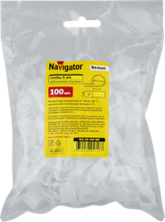 Крепеж для кабеля Navigator с отверстием 9 мм белый (упаковка 100шт) 41608