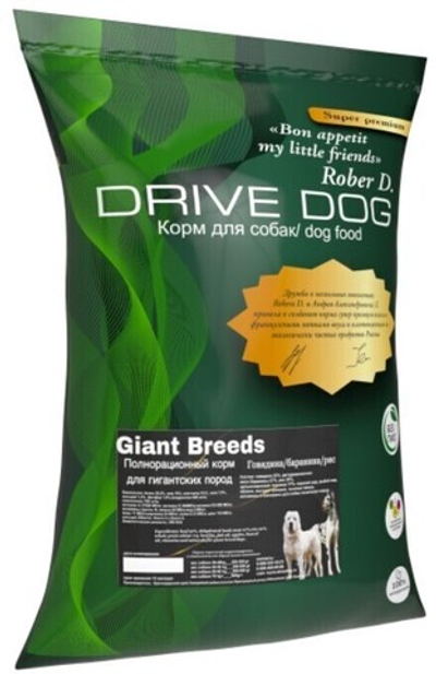 DRIVE DOG Giant Breeds полнорационный корм для собак гигантских пород говядина с бараниной и рисом