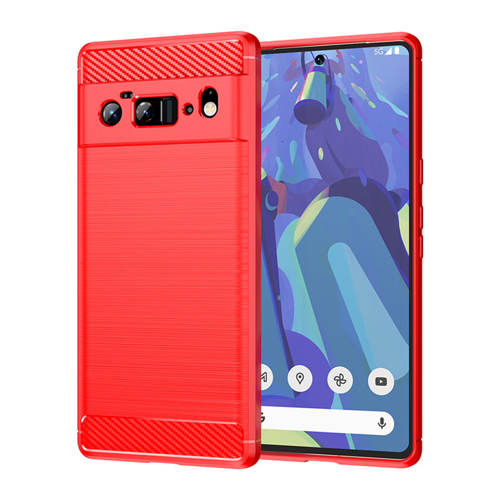 Чехол защитный красного цвета для смартфона Google Pixel 6 Pro, мягкий отклик кнопок, серии Carbon от Caseport
