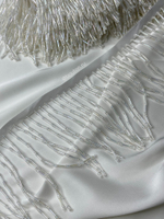 Бахрома из стекляруса и бисера белая прозрачная 10 см