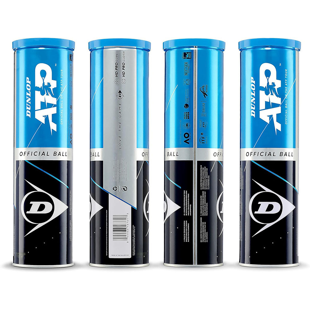 Мяч теннисный Dunlop ATP Official 4B, 601314, уп.4шт, одобр. ITF, нат.резина,фетр.