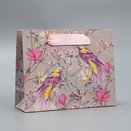 Пакет крафтовый горизонтальный «Птицы», S 15 × 12 × 5.5 см