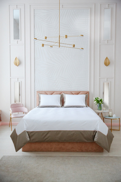 Постельное белье cемейное Сlaire&Caroll Frame белое с оливково-бежевым