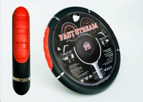 Оплетка руля M 37-38 см винил, с красной массажной вставкой (FAST STREAM)