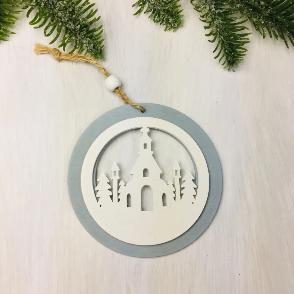 Подвеска «Сказочный лес» 10 см, Серый/белый