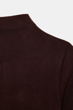 ZARA ПЛАТЬЕ МИДИ В РУБЧИК, КОРИЧНЕВЫЙ