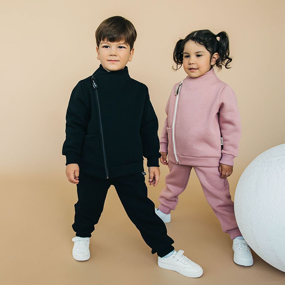 Толстовка с косой молнией "Уголь" утепленная