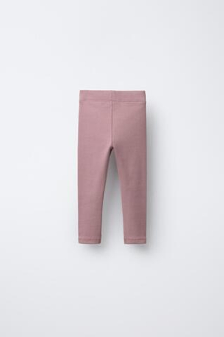 ZARA ЛЕГИНСЫ В РУБЧИК С НАШИВКОЙ, РОЗОВЫЙ/ЛИЛОВЫЙ