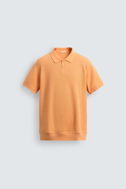 ZARA ПОЛО ПИКЕ REGULAR FIT, ОРАНЖЕВЫЙ