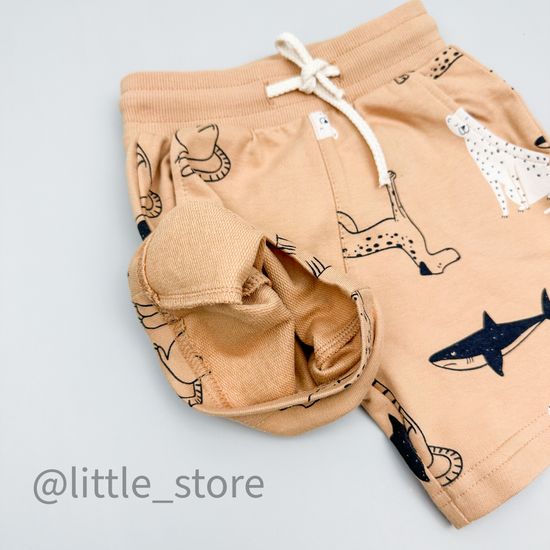 Шорты из футера "Мир животных" итальянский песок