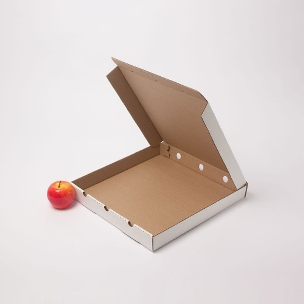 Коробка самосборная для пиццы и пирогов 36х4х36, Т23В бел/бур, без печати, бурый